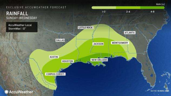 Brewing rainstorm along U.S. Gulf Coast may snap exceptional drought