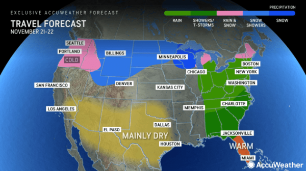Storm duo could wreak havoc for millions traveling for Thanksgiving holiday