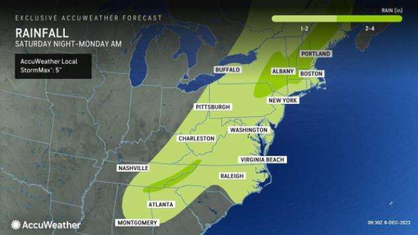 Heavy rain, high winds to play havoc with weekend travel on Eastern Seaboard