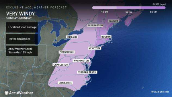 Heavy rain, high winds to play havoc with weekend travel on Eastern Seaboard