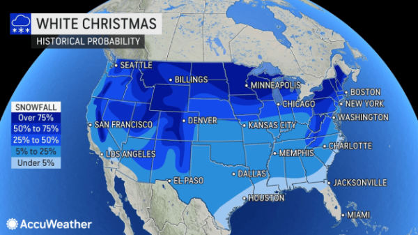 White Christmas will be rare gift for most in U.S. this holiday