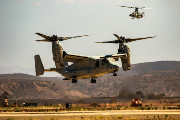 Hybrid Osprey V-22 aircraft in presidential fleet grounded after engine fire mid-flight Hybrid Osprey V-22 aircraft in presidential fleet grounded after engine fire mid-flight